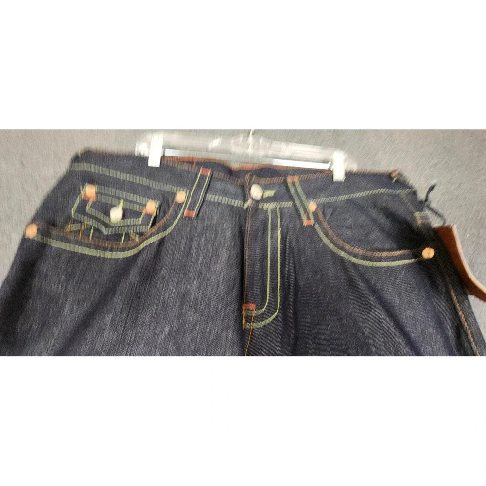 True Religion Joey Jeans Mens 38x35 Made in USA Dragon Embroidered Flare Raw Y2K